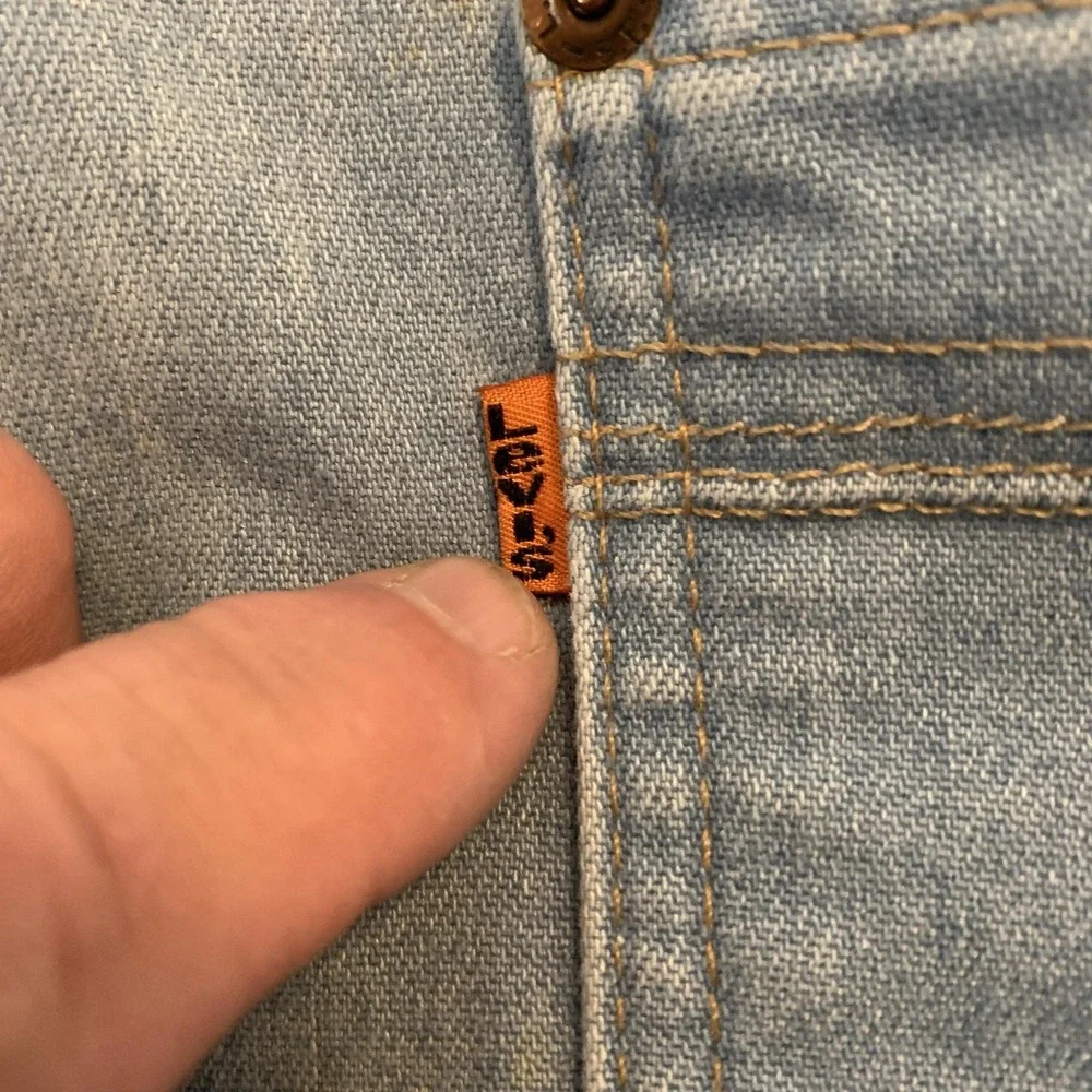 Vintage Levis 442 Jeans Mens 38x31 (35x23) Light Blue Wash Denim USA Orange Tab